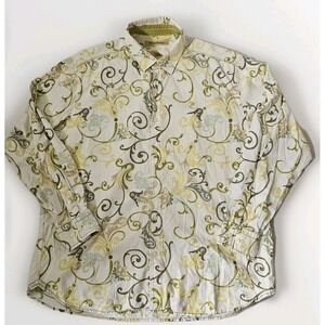 Tommy Bahama Men's Size Large Cotton Silk Blend Paisley Button Down Long Sleeve